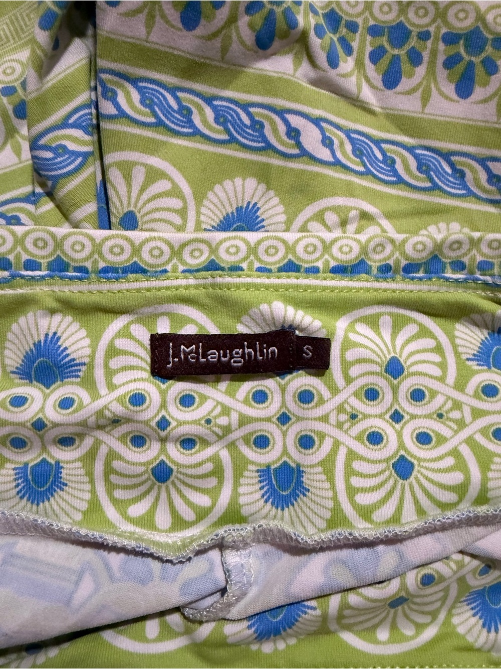 J. McLaughlin Lime Green Patterned Athletic Shorts with Blue Accents - Picture 3 of 3